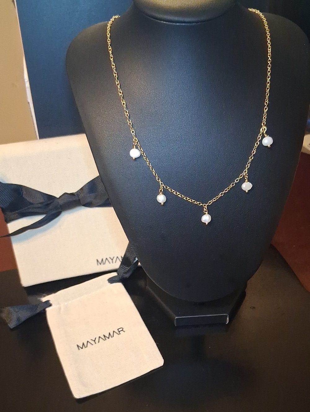 MAYAMAR Pearl Chain Necklace New With Mayamar Gift Box And Matching Dust Pouch - Picture 2 of 5